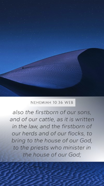Nehemiah 10:36 WEB Mobile Phone Wallpaper - also the firstborn of our sons, and of our - Mobile Bible Verse Wallpaper