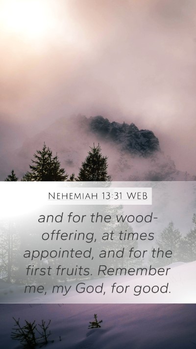 Nehemiah 13:31 WEB Bible Verse Image