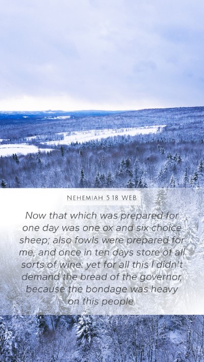 Nehemiah 5:18 WEB Mobile Phone Wallpaper - Now that which was prepared for one day was one - Mobile Bible Verse Wallpaper