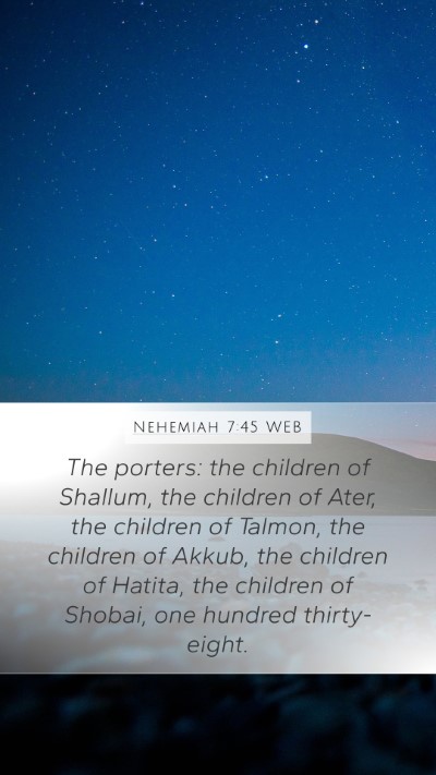 Nehemiah 7:45 WEB Bible Verse Image