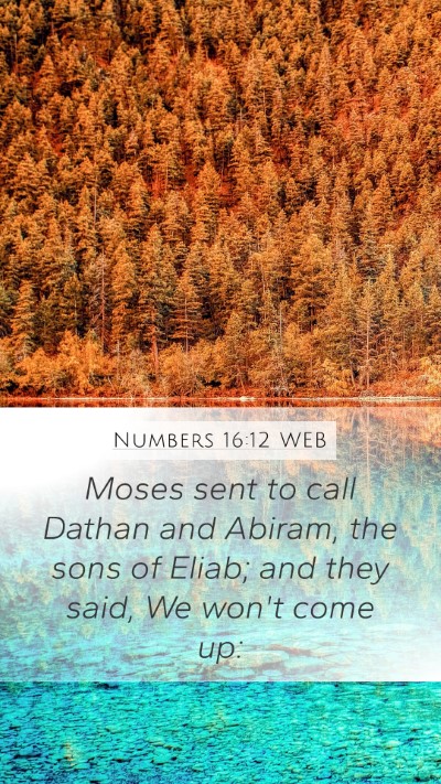 Numbers 16:12 WEB Mobile Phone Wallpaper - Moses sent to call Dathan and Abiram, the sons of - Mobile Bible Verse Wallpaper