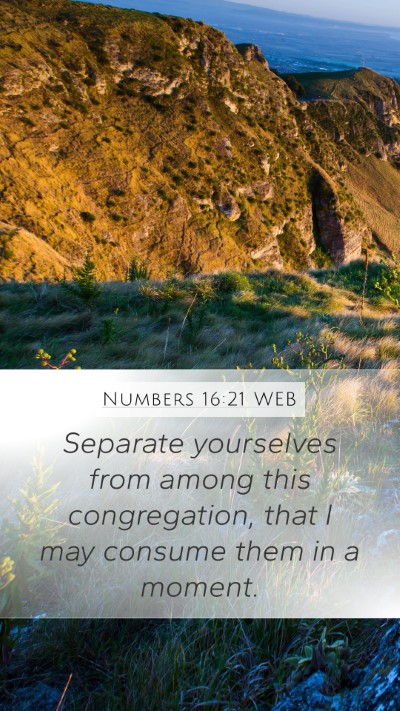 Numbers 16:21 WEB Bible Verse Image