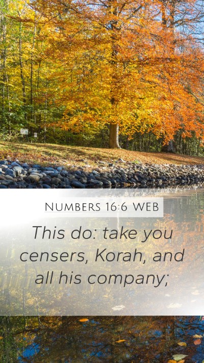 Numbers 16:6 WEB Mobile Phone Wallpaper - This do: take you censers, Korah, and all his - Mobile Bible Verse Wallpaper