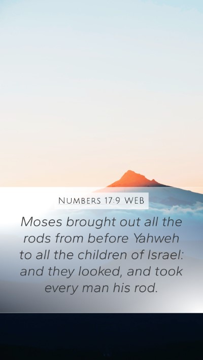 Numbers 17:9 WEB Mobile Phone Wallpaper - Moses brought out all the rods from before Yahweh - Mobile Bible Verse Wallpaper