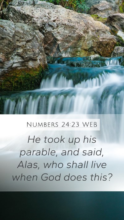 Numbers 24:23 WEB Bible Verse Image