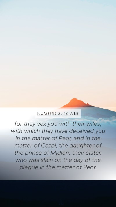 Numbers 25:18 WEB Bible Verse Image