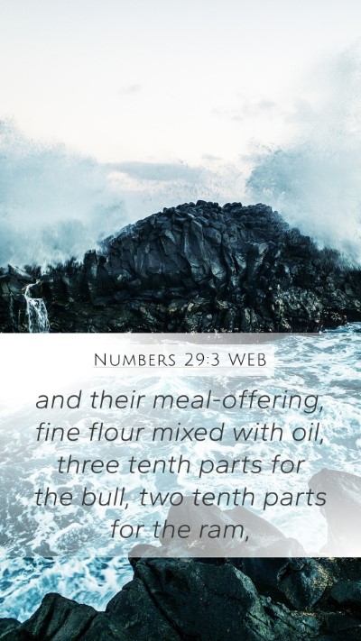 Numbers 29:3 WEB Mobile Phone Wallpaper - and their meal-offering, fine flour mixed with - Mobile Bible Verse Wallpaper