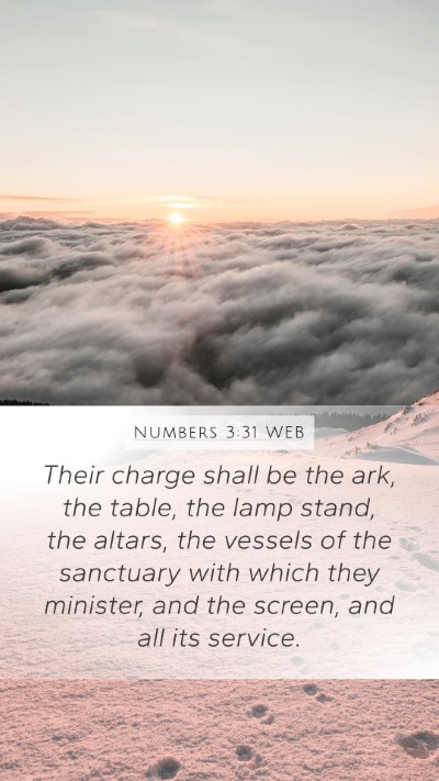 Numbers 3:31 WEB Bible Verse Image
