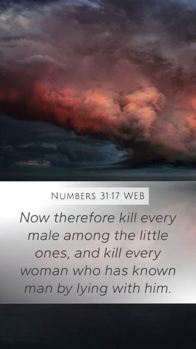 Numbers 31:17 WEB Bible Verse Image