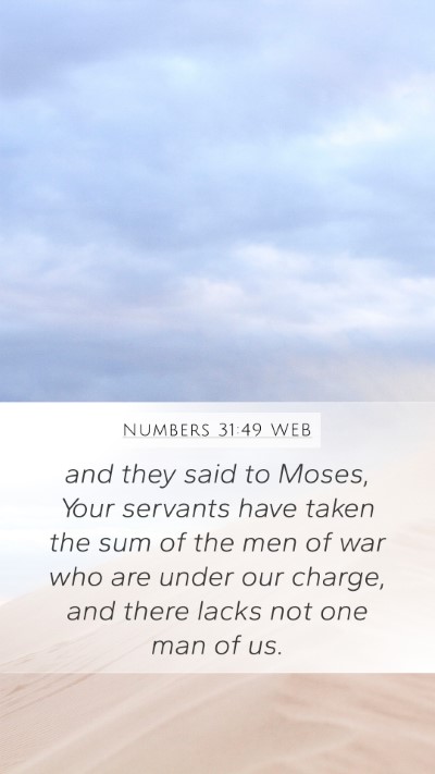 Numbers 31:49 WEB Mobile Phone Wallpaper - and they said to Moses, Your servants have taken - Mobile Bible Verse Wallpaper