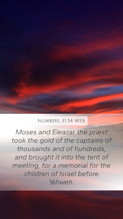 Numbers 31:54 WEB Mobile Phone Wallpaper - Moses and Eleazar the priest took the gold of the - Mobile Bible Verse Wallpaper