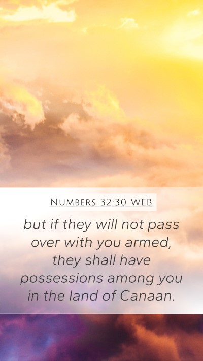 Numbers 32:30 WEB Mobile Phone Wallpaper - but if they will not pass over with you armed, - Mobile Bible Verse Wallpaper