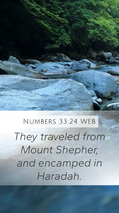 Numbers 33:24 WEB Mobile Phone Wallpaper - They traveled from Mount Shepher, and encamped in - Mobile Bible Verse Wallpaper