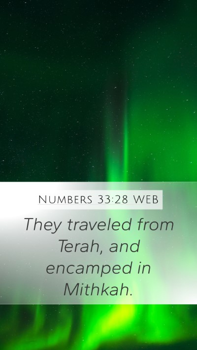 Numbers 33:28 WEB Mobile Phone Wallpaper - They traveled from Terah, and encamped in - Mobile Bible Verse Wallpaper