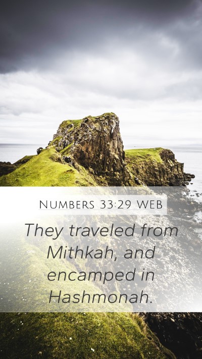 Numbers 33:29 WEB Mobile Phone Wallpaper - They traveled from Mithkah, and encamped in - Mobile Bible Verse Wallpaper