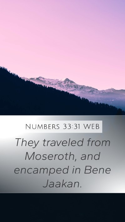 Numbers 33:31 WEB Mobile Phone Wallpaper - They traveled from Moseroth, and encamped in Bene - Mobile Bible Verse Wallpaper