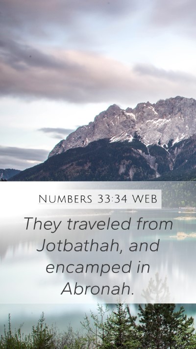Numbers 33:34 WEB Mobile Phone Wallpaper - They traveled from Jotbathah, and encamped in - Mobile Bible Verse Wallpaper