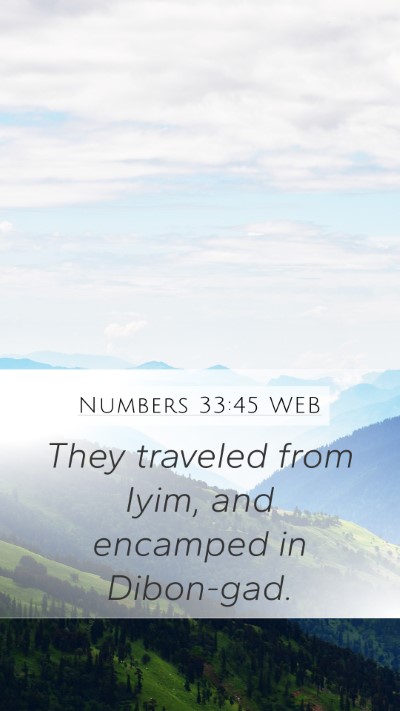 Numbers 33:45 WEB Mobile Phone Wallpaper - They traveled from Iyim, and encamped in - Mobile Bible Verse Wallpaper