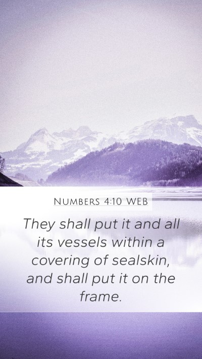 Numbers 4:10 WEB Mobile Phone Wallpaper - They shall put it and all its vessels within a - Mobile Bible Verse Wallpaper