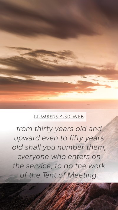 Numbers 4:30 WEB Bible Verse Image