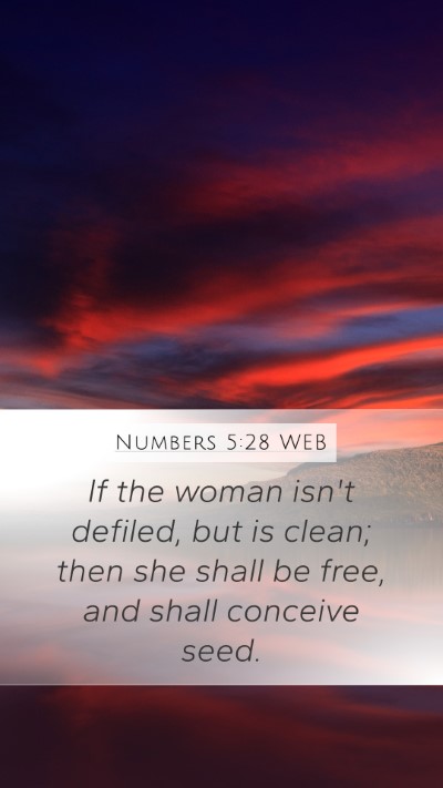 Numbers 5:28 WEB Mobile Phone Wallpaper - If the woman isn't defiled, but is clean; then - Mobile Bible Verse Wallpaper