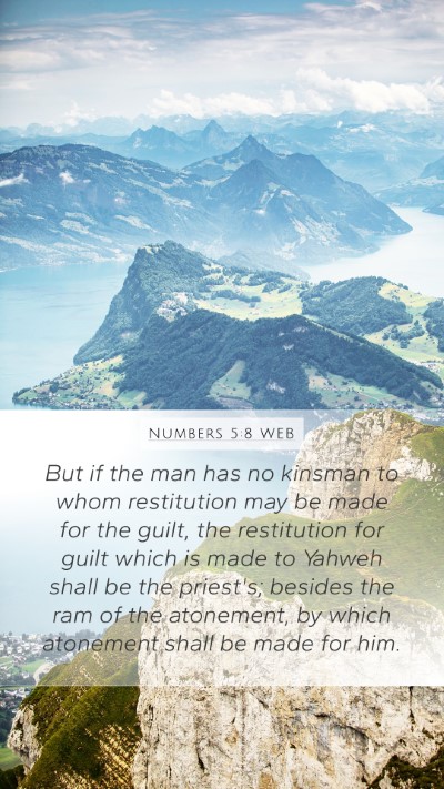 Numbers 5:8 WEB Mobile Phone Wallpaper - But if the man has no kinsman to whom restitution - Mobile Bible Verse Wallpaper