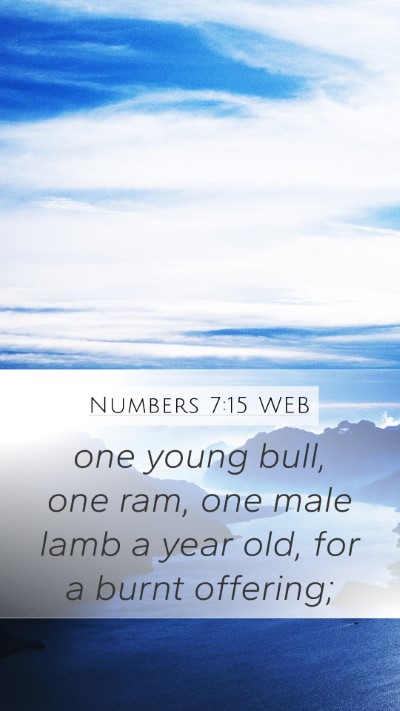 Numbers 7:15 WEB Mobile Phone Wallpaper - one young bull, one ram, one male lamb a year - Mobile Bible Verse Wallpaper