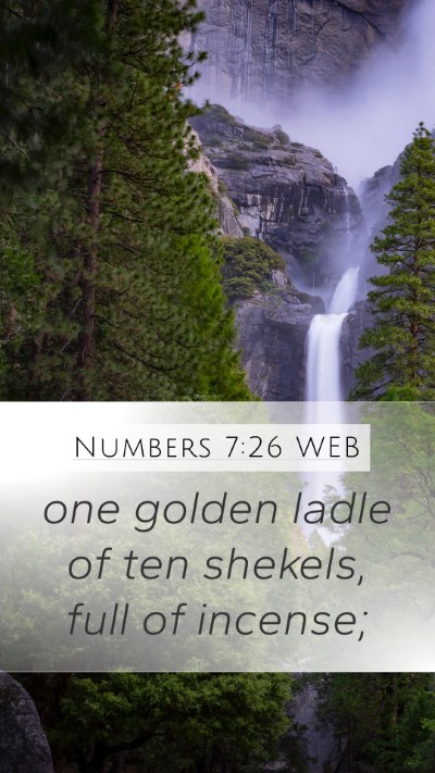 Numbers 7:26 WEB Mobile Phone Wallpaper - one golden ladle of ten shekels, full of - Mobile Bible Verse Wallpaper