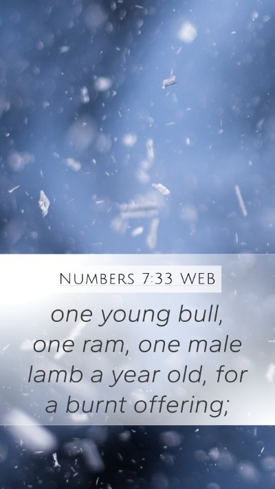 Numbers 7:33 WEB Mobile Phone Wallpaper - one young bull, one ram, one male lamb a year - Mobile Bible Verse Wallpaper