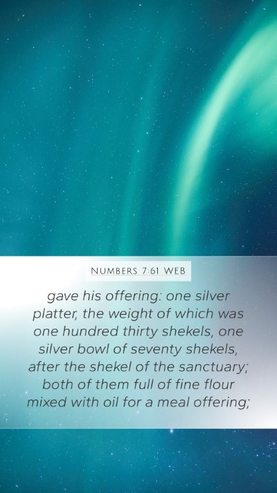Numbers 7:61 WEB Mobile Phone Wallpaper - gave his offering: one silver platter, the weight - Mobile Bible Verse Wallpaper