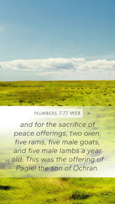 Numbers 7:77 WEB Mobile Phone Wallpaper - and for the sacrifice of peace offerings, two - Mobile Bible Verse Wallpaper