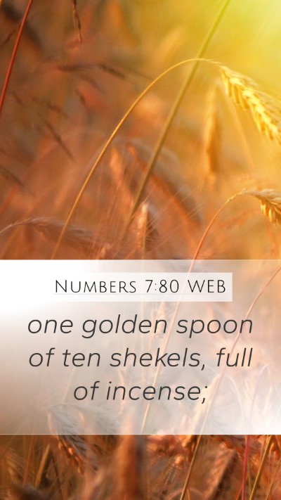 Numbers 7:80 WEB Mobile Phone Wallpaper - one golden spoon of ten shekels, full of - Mobile Bible Verse Wallpaper