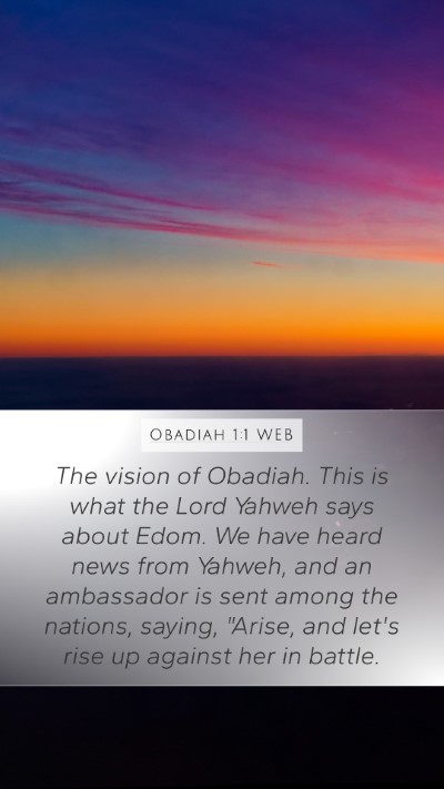 Obadiah 1:1 WEB Bible Verse Image