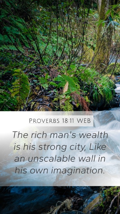 Proverbs 18:11 WEB Bible Verse Image