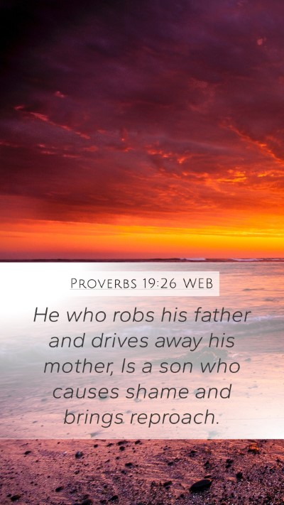 Proverbs 19:26 WEB Bible Verse Image
