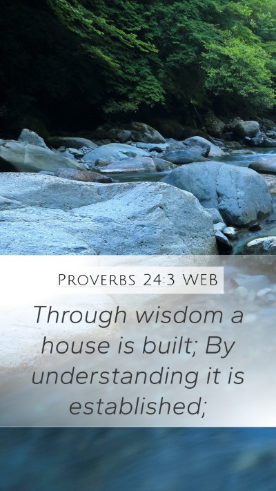 Proverbs 24:3 WEB Mobile Phone Wallpaper - Through wisdom a house is built; By understanding - Mobile Bible Verse Wallpaper
