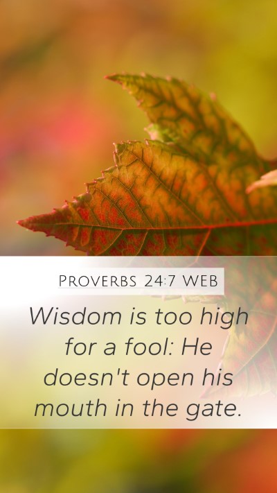 Proverbs 24:7 WEB Mobile Phone Wallpaper - Wisdom is too high for a fool: He doesn't open - Mobile Bible Verse Wallpaper
