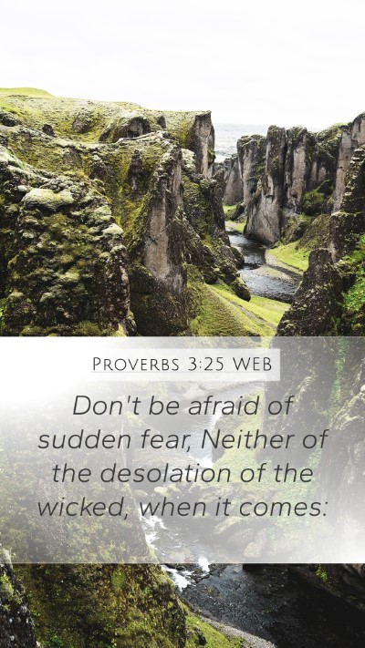 Proverbs 3:25 WEB Bible Verse Image