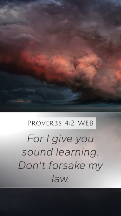 Proverbs 4:2 WEB Mobile Phone Wallpaper - For I give you sound learning. Don't forsake my - Mobile Bible Verse Wallpaper