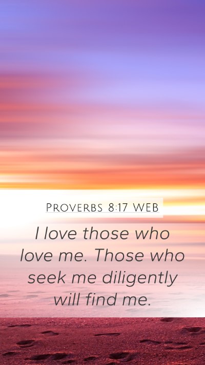 Proverbs 8:17 WEB Mobile Phone Wallpaper - I love those who love me. Those who seek me - Mobile Bible Verse Wallpaper