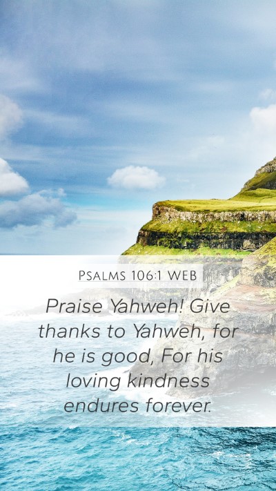 Psalms 106:1 WEB Bible Verse Image