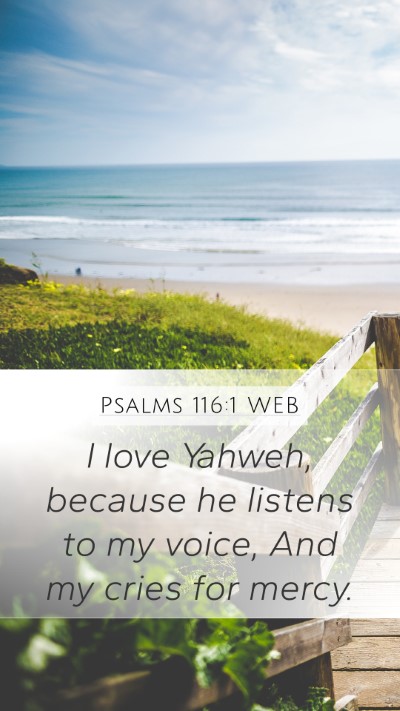 Psalms 116:1 WEB Bible Verse Image
