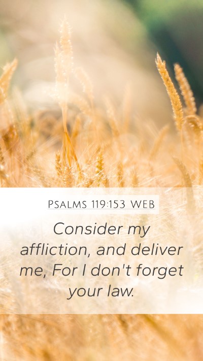 Psalms 119:153 WEB Bible Verse Image