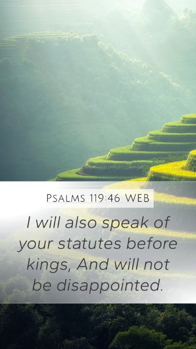Psalms 119:46 WEB Bible Verse Image