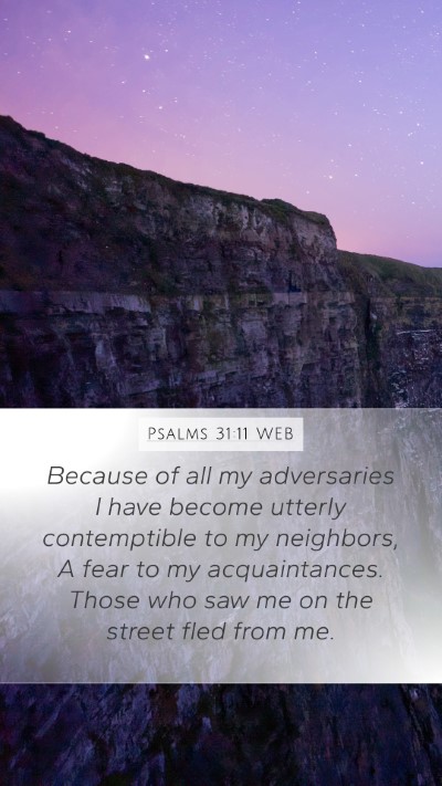 Psalms 31:11 WEB Mobile Phone Wallpaper - Because of all my adversaries I have become - Mobile Bible Verse Wallpaper