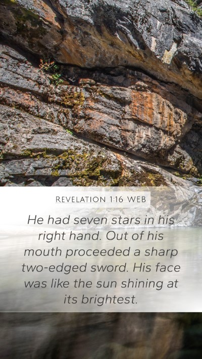 Revelation 1:16 WEB Bible Verse Image