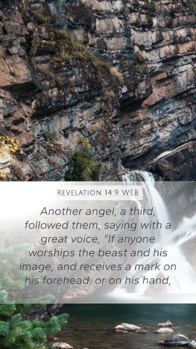 Revelation 14:9 WEB Bible Verse Image