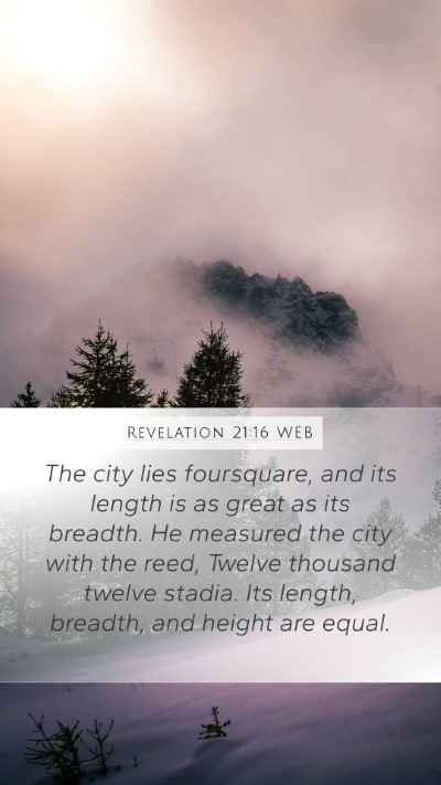 Revelation 21:16 WEB Bible Verse Image