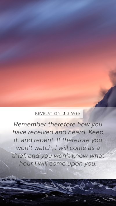 Revelation 3:3 WEB Bible Verse Image