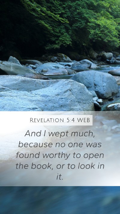Revelation 5:4 WEB Mobile Phone Wallpaper - And I wept much, because no one was found worthy - Mobile Bible Verse Wallpaper